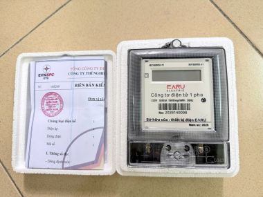 Công Tơ Điện 1 Pha EARU 220V 5(80)A 1600imp/kWh Hiển Thị LCD & Cơ