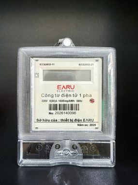Công Tơ Điện 1 Pha EARU 220V 5(80)A 1600imp/kWh Hiển Thị LCD & Cơ