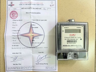 Công Tơ Điện 1 Pha EARU 220V 5(80)A 1600imp/kWh Hiển Thị LCD & Cơ