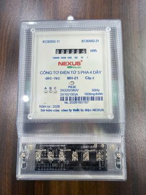 Công tơ điện tử và Cơ Điện Tử 3 pha trực tiếp (Đồng hồ điện tử 3 pha) Nexus 10(100)A -MH21