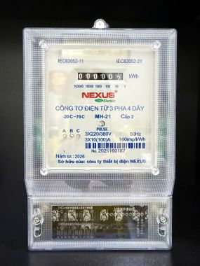 Công tơ điện tử và Cơ Điện Tử 3 pha trực tiếp (Đồng hồ điện tử 3 pha) Nexus 10(100)A -MH21