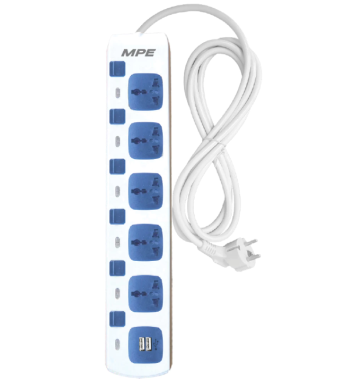 Ổ cắm di động MPE 5 ổ cắm đa năng AM5S-2USB, tích hợp 2 cổng sạc USB