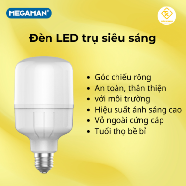 Đèn LED trụ Megaman siêu sáng YYT-HB 20W-60W, tiết kiệm điện