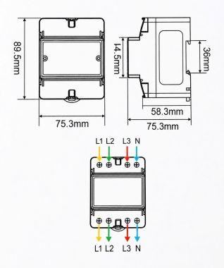 Công Tơ Điện 3 Pha Tuya WiFi 100A - Đo Điện 2 Chiều Giao Nhận Solar