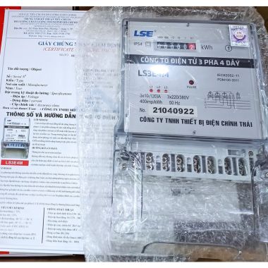 CÔNG TƠ ĐIỆN 3 PHA LSE 3 Pha 4 Dây Kiểu Điện Tử LS3E4M 3x10(120)A