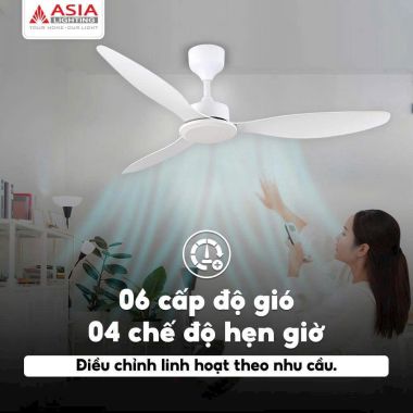 Quạt trần 3 cánh nhựa ABS điều khiển remote Asia Lighting QT17