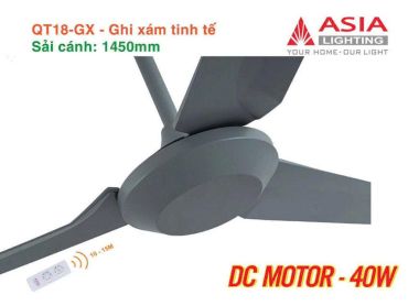 Quạt Trần 3 Cánh Asia Lighting QT18 điều khiển remote – 3 Màu Sang Trọng