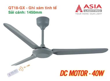 Quạt Trần 3 Cánh Asia Lighting QT18 điều khiển remote – 3 Màu Sang Trọng
