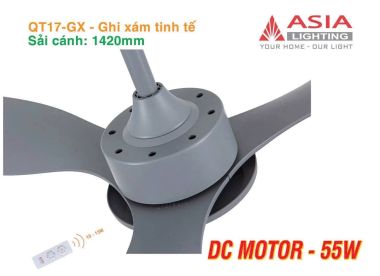 Quạt trần 3 cánh nhựa ABS điều khiển remote Asia Lighting QT17