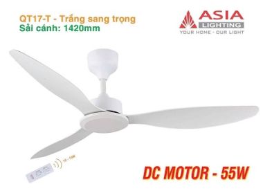 Quạt trần 3 cánh nhựa ABS điều khiển remote Asia Lighting QT17