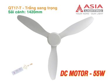 Quạt trần 3 cánh nhựa ABS điều khiển remote Asia Lighting QT17