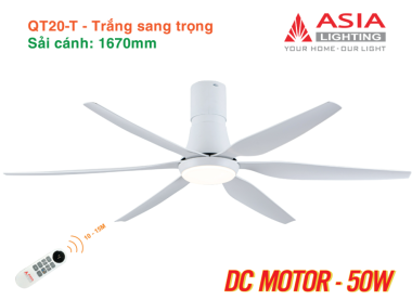 Quạt Trần Đèn ASIA LIGHTING Cao Cấp 6 Cánh – Sải Cánh 1670 – QT20