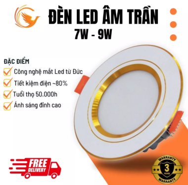 Đèn LED Âm Trần Viền Vàng Thân Nhôm Nguồn Rời Asia Lighting M9CV – M12CV (9W, 12W)