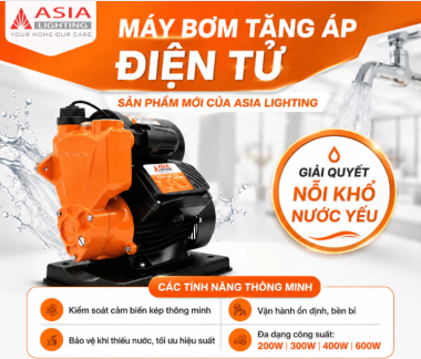 Máy Bơm Tăng Áp Điện Tử Asia Lighting 200W–600W Chính Hãng