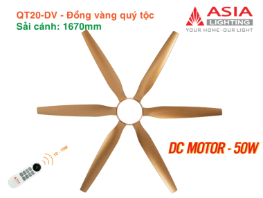 Quạt Trần Đèn ASIA LIGHTING Cao Cấp 6 Cánh – Sải Cánh 1670 – QT20