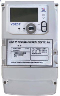Công tơ điện 3 pha trực tiếp Vinasino VSE3T-10W1