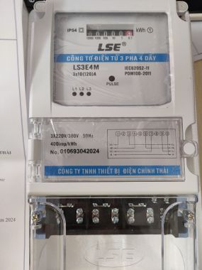 CÔNG TƠ ĐIỆN 3 PHA LSE 3 Pha 4 Dây Kiểu Điện Tử LS3E4M 3x10(120)A