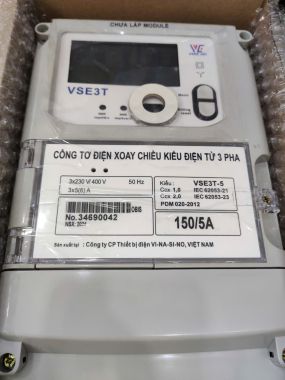 Công tơ điện tử 3 pha Vinasino VSE3T-5  nhiều biểu giá gián tiếp loại 5(6)A