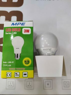 BÓNG ĐÈN LED BÚP CHỐNG ẨM MPE 3W ÁNH SÁNG TRẮNG/ VÀNG LBD3
