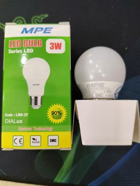 BÓNG ĐÈN LED BÚP CHỐNG ẨM MPE 3W ÁNH SÁNG TRẮNG/ VÀNG LBD3
