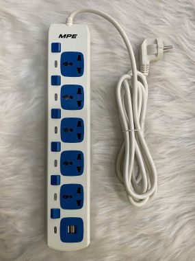 Ổ cắm di động MPE 5 ổ cắm đa năng AM5S-2USB, tích hợp 2 cổng sạc USB