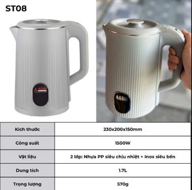 ẤM ĐUN SIÊU TỐC ASIA LIGHTING ST-08 – 1.7 LÍT
