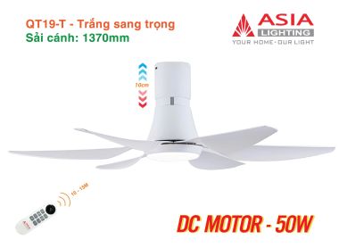 Quạt Trần Đèn ASIA LIGHTING Cao Cấp QT19 động cơ DC điều khiển từ xa
