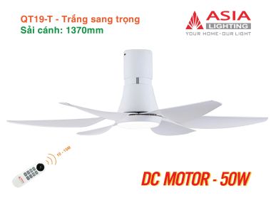 Quạt Trần Đèn ASIA LIGHTING Cao Cấp QT19 động cơ DC điều khiển từ xa