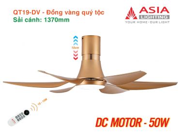 Quạt Trần Đèn ASIA LIGHTING Cao Cấp QT19 động cơ DC điều khiển từ xa