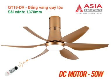Quạt Trần Đèn ASIA LIGHTING Cao Cấp QT19 động cơ DC điều khiển từ xa