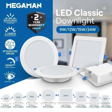 Đèn led âm trần Megaman siêu mỏng MQTL1127-Y-9W 6500k