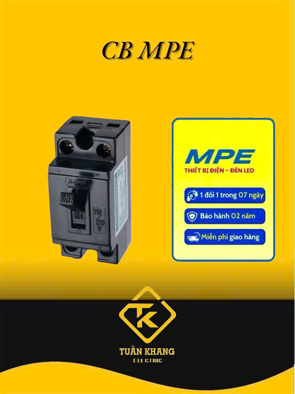 Cầu dao tự động MPE SB 220V (10A, 20A, 30A, 40A)