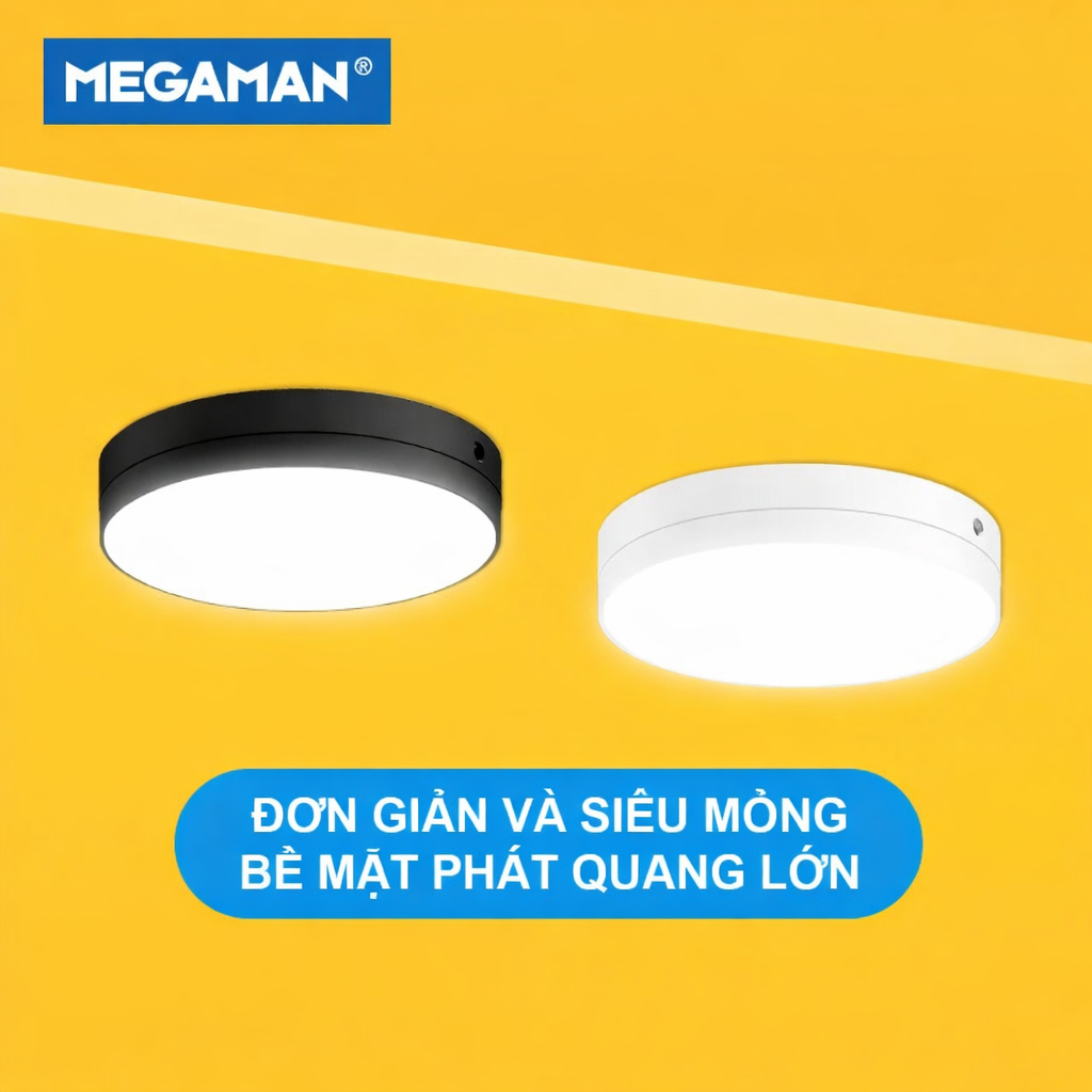 Đèn ốp trần Led nổi tràn viền MEGAMAN MXTL1045 18W/24W TRĂNG-ĐEN