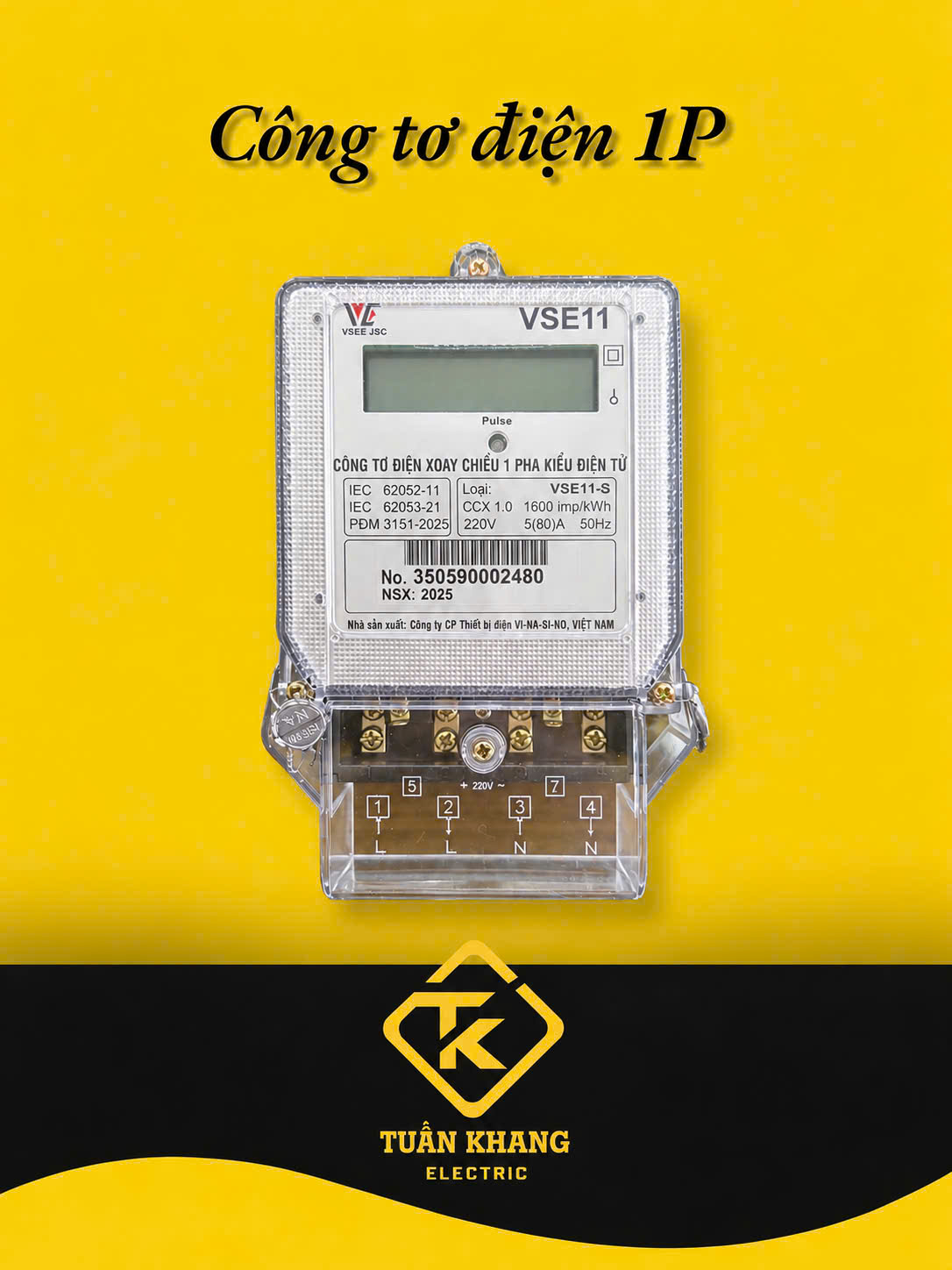 Công tơ điện 1 pha Vinasino VSE11-S 5(80)