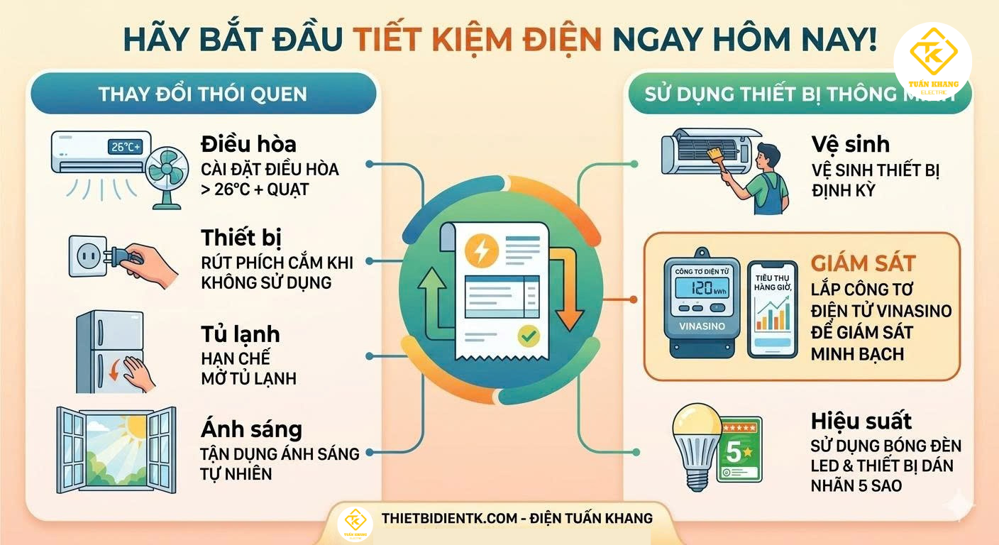 tiết kiệm điện mùa nắng nóng
