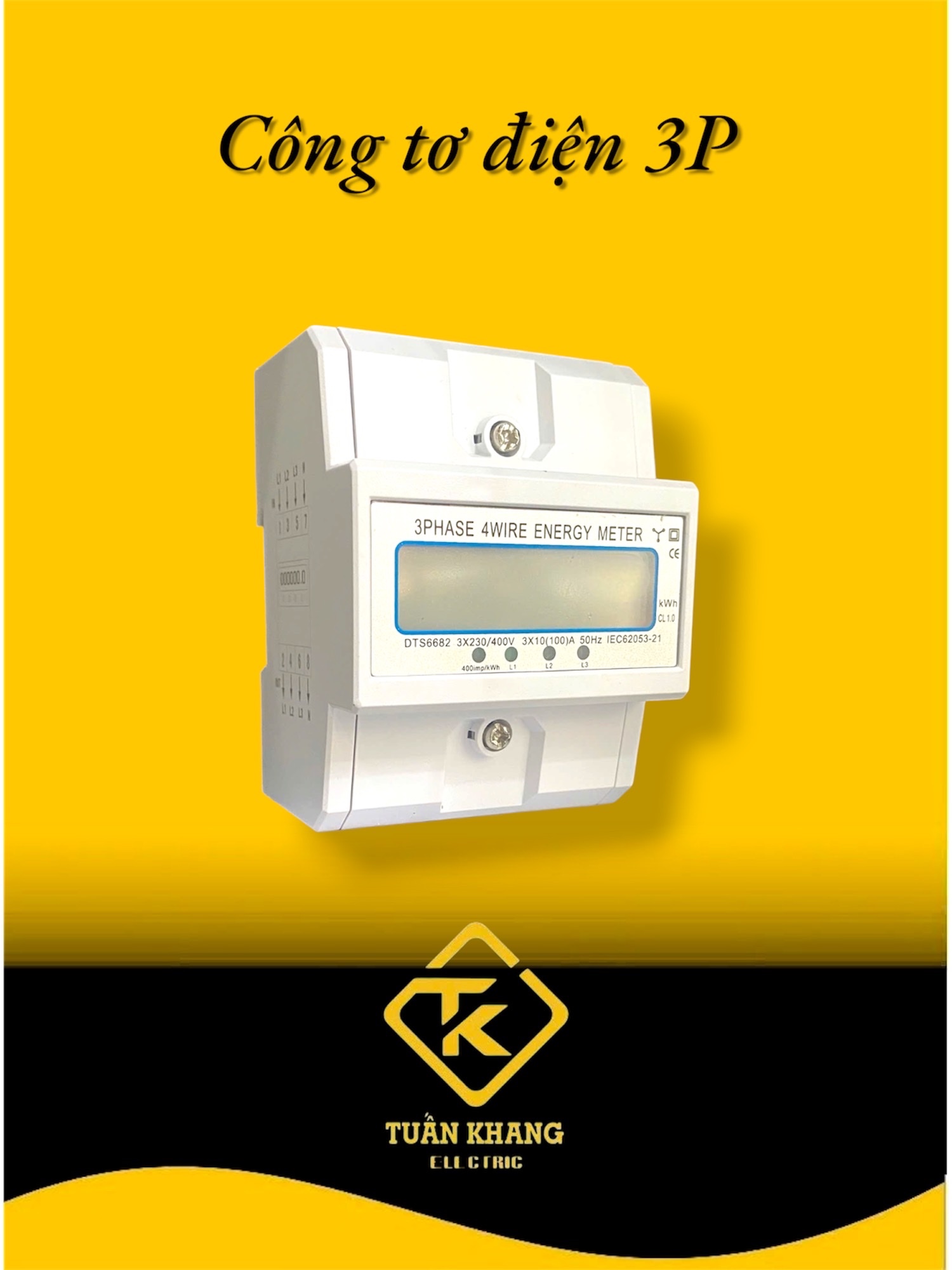 Công tơ điện tử 3 pha 4 dây trực tiếp 100A TAIYE/EARU - dạng thanh ray DTS024 / EA771