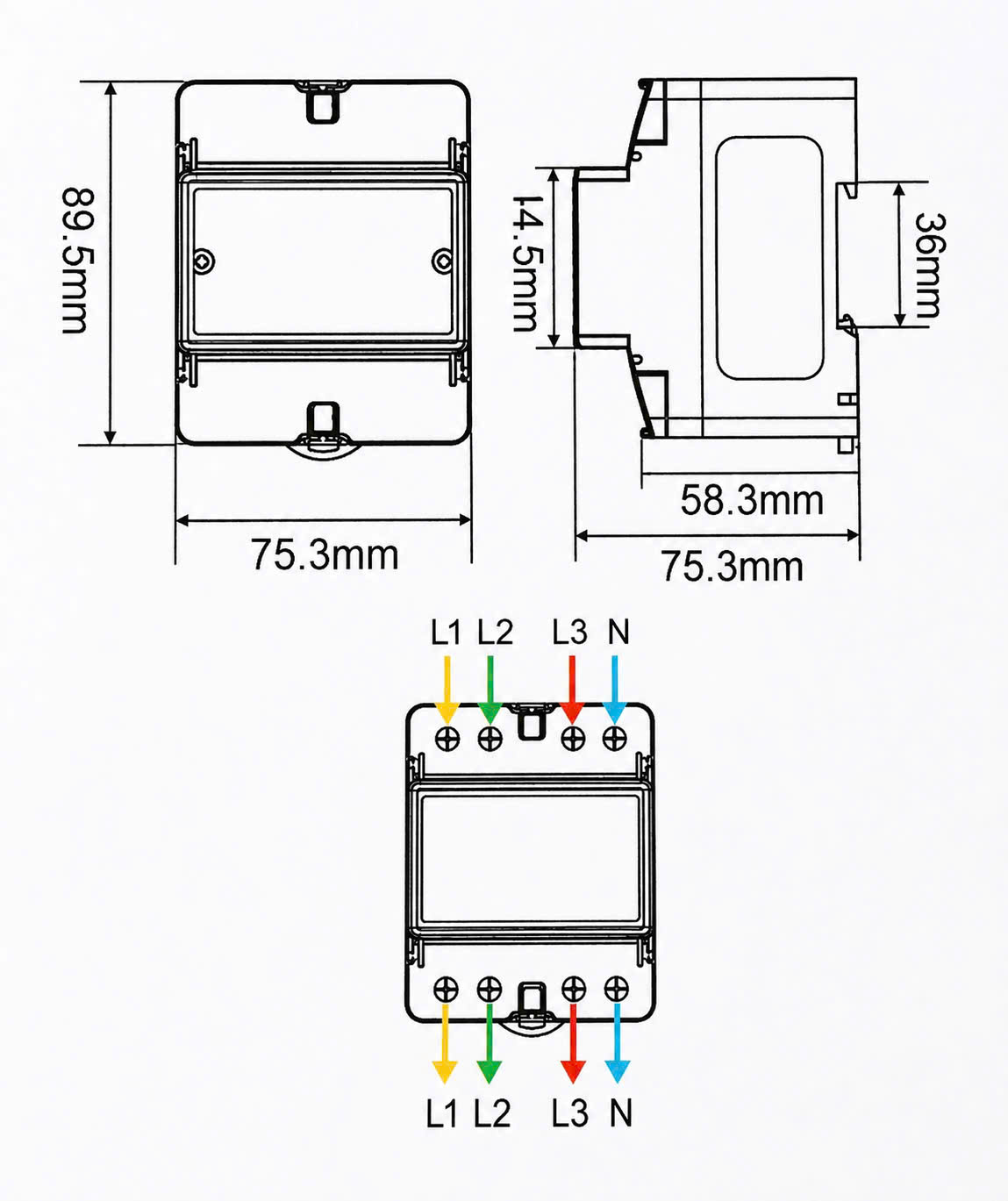 Công tơ điện 3 pha tuya wifi 100A