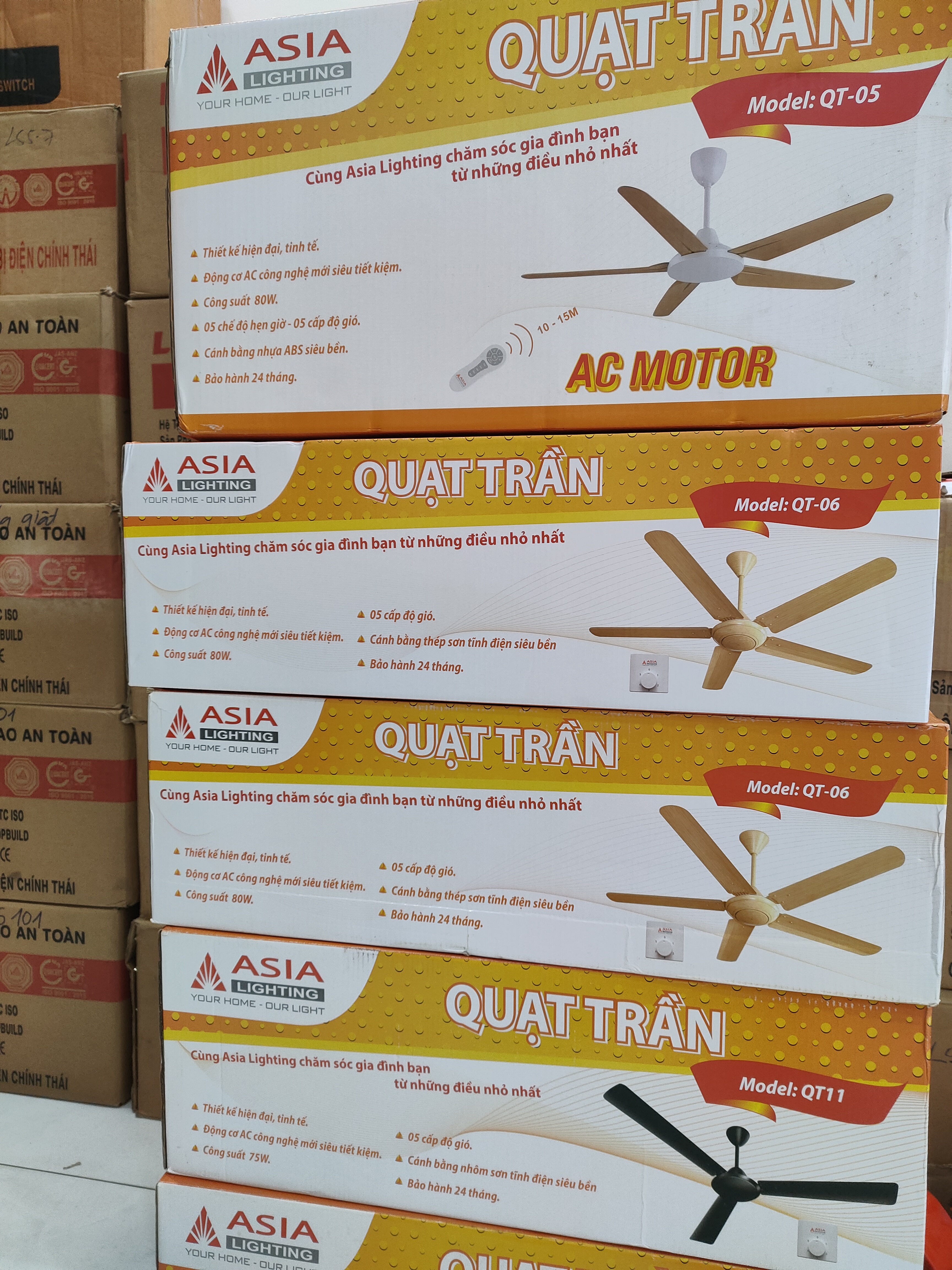 Quạt Trần ASIA LIGHTING Cao Cấp QT05 điều khiển remote