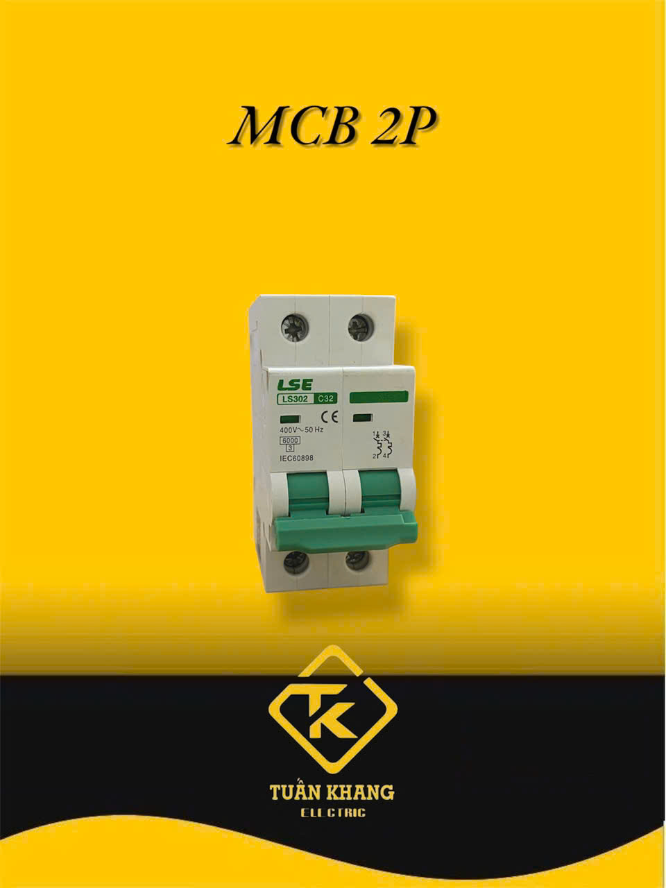 MCB 2P LS302 (6A-63A) Xanh Lá (CB Tép LSE)