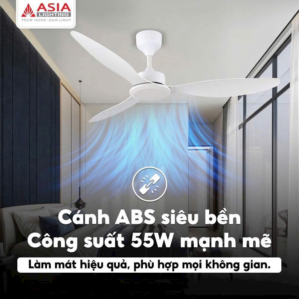 Quạt trần 3 cánh nhựa ABS điều khiển remote Asia Lighting QT17