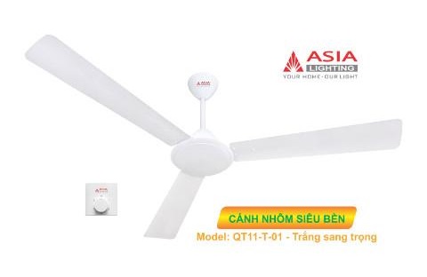 Quạt Trần Cao Cấp ASIA QT11-T-01 - 3 Cánh Nhôm Tĩnh Điện Màu Trắng