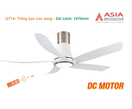 Quạt trần đèn 5 cánh vát cong ASIA LIGHTING hiện đại QT14