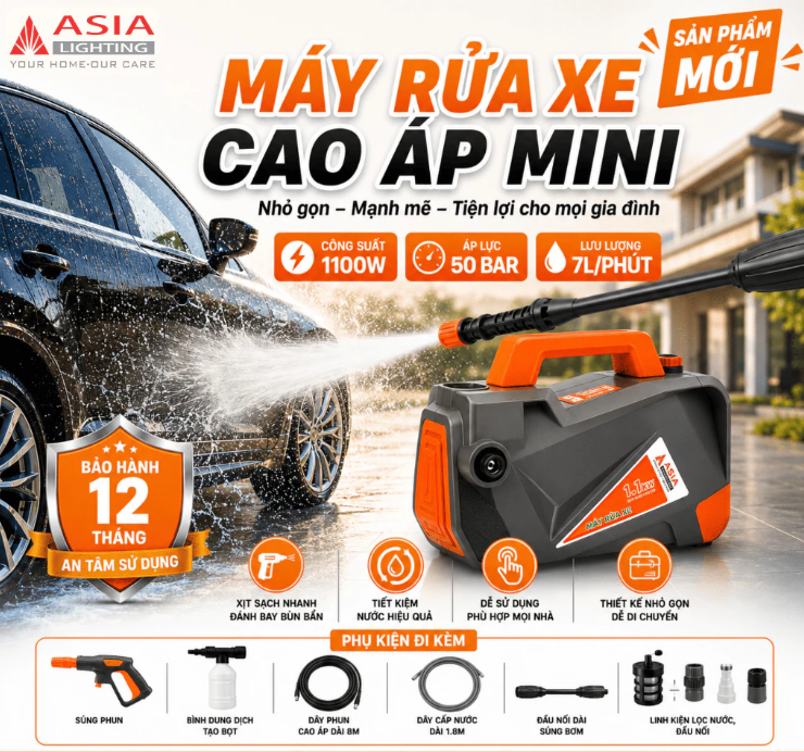Máy Rửa Xe Asia Lighting MRX1100-01 1100W Chính Hãng Giá Tốt