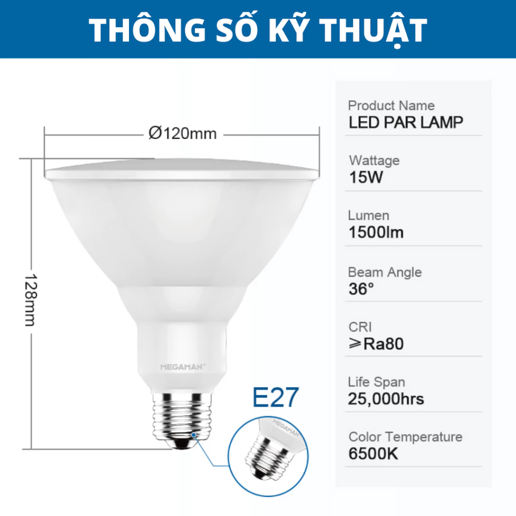 Bóng đèn LED PAR Megaman PAR30/PAR38 tiết kiệm điện