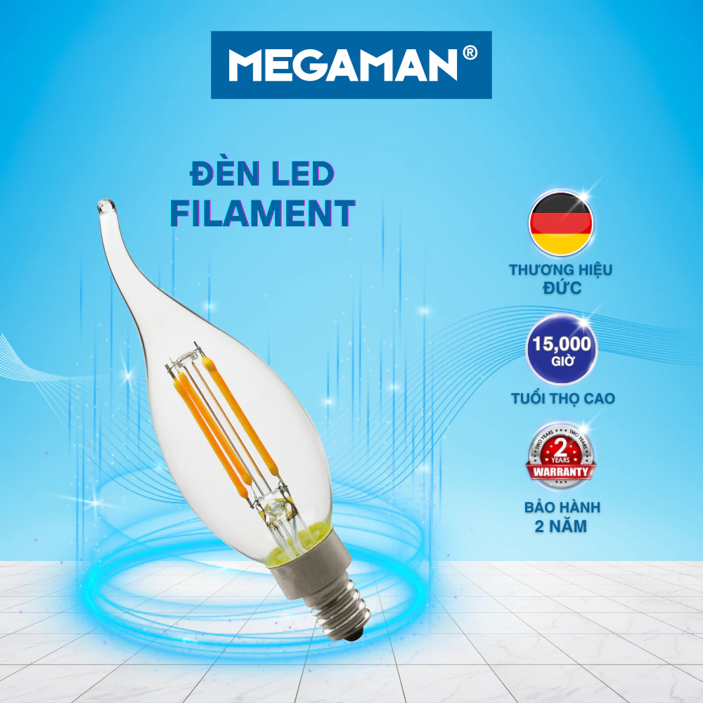 Bóng LED Filament Megaman 4W C35/G45 ánh sáng vàng chính hãng