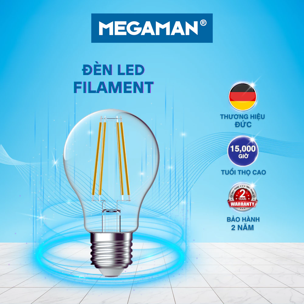 Bóng LED Filament Megaman 4W C35/G45 ánh sáng vàng chính hãng