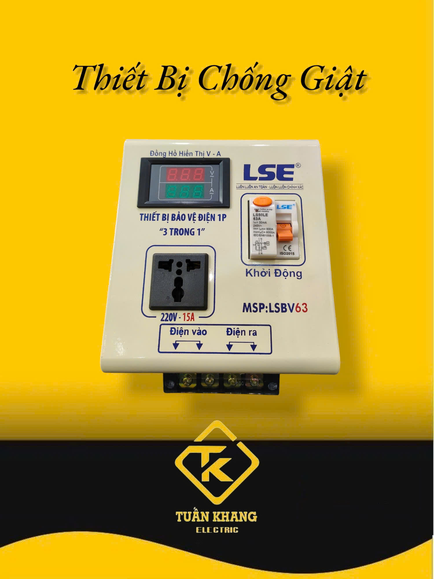 BỘ THIẾT BỊ CHỐNG GIẬT LSE KÈM ĐỒNG HỒ ĐO V/A-LSBV63